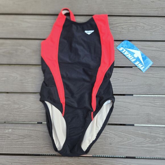 The Finals Women Girls Butterfly Back 1pc Swimsuit Red/ Black - Size 26 - Picture 1 of 3